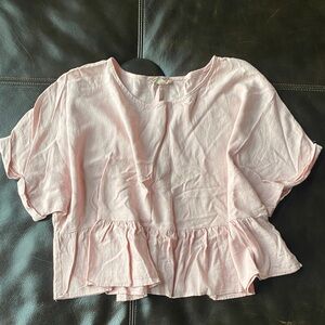 Altar'd State Pink Ruffle Hem Top